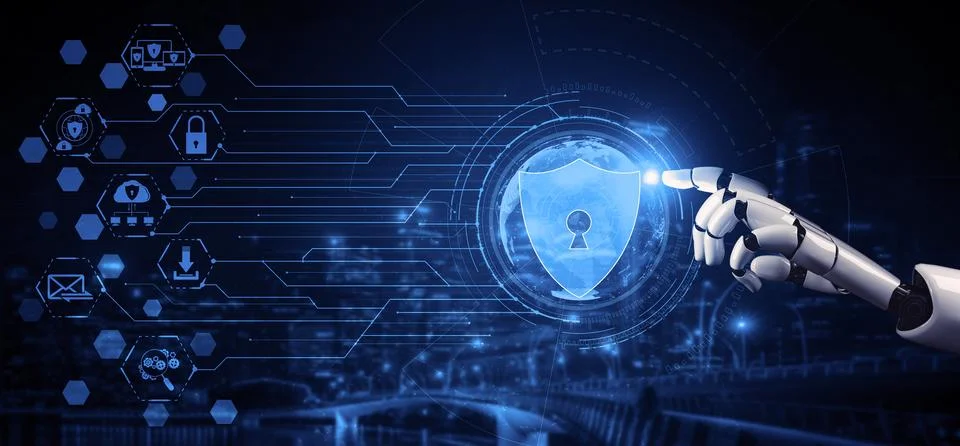 Future artificial intelligence robot and cyborg. 3D illustration. Stock-Illustration