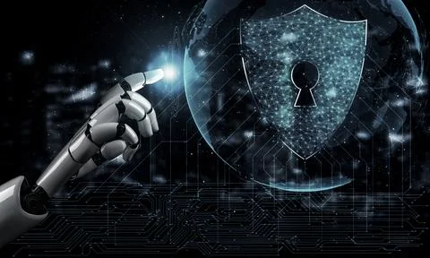 Future artificial intelligence robot and cyborg. 3D illustration. Stock-Illustration