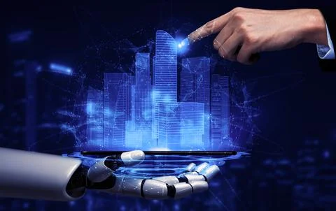 Future artificial intelligence robot and cyborg. 3D illustration. Stock Illustration