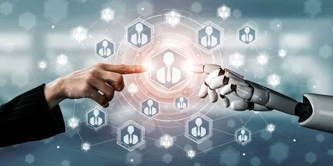 Future artificial intelligence robot and cyborg. 3D illustration. Stock Illustration