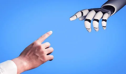 Future artificial intelligence robot and cyborg. 3D illustration. イラスト素材