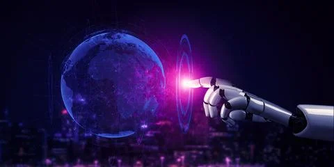 Future artificial intelligence robot and cyborg. 3D illustration. Stock Illustration