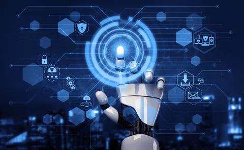 Future artificial intelligence robot and cyborg. 3D illustration. Stock-Illustration