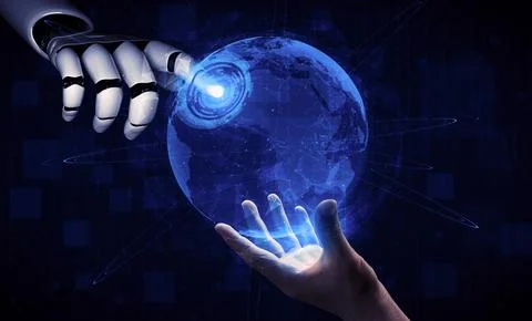Future artificial intelligence robot and cyborg. 3D illustration. Stock Illustration