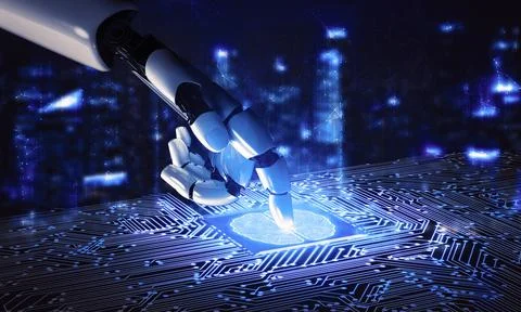 Future artificial intelligence robot and cyborg. 3D illustration. 스톡 일러스트