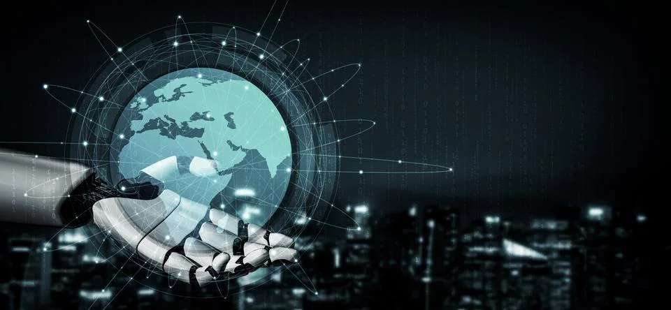 Future artificial intelligence robot and cyborg. 3D illustration. Stock Illustration