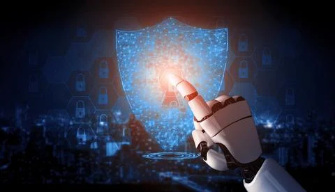 Future artificial intelligence robot and cyborg. 3D illustration. Stock Illustration