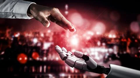 Future artificial intelligence robot and cyborg. 3D illustration. Stock Illustration