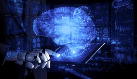 Future artificial intelligence robot and cyborg. 3D illustration. 스톡 일러스트