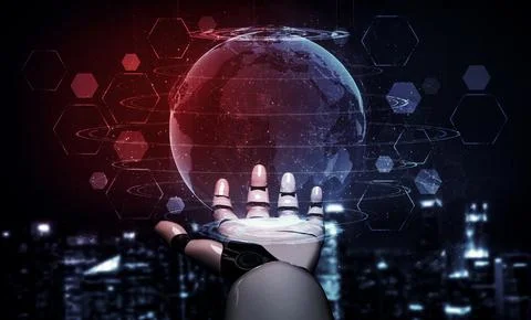 Future artificial intelligence robot and cyborg. 3D illustration. Stock Illustration