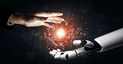 Future artificial intelligence robot and cyborg. 3D illustration. Stock Illustration