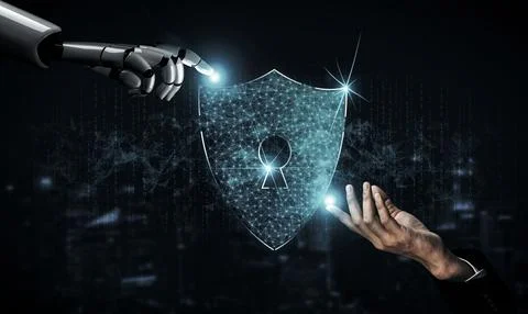 Future artificial intelligence robot and cyborg. 3D illustration. Stock Illustration