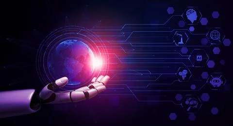 Future artificial intelligence robot and cyborg. 3D illustration. 스톡 일러스트