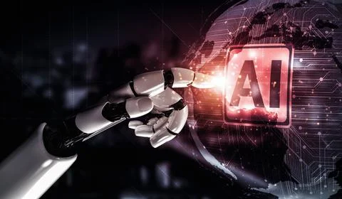 Future artificial intelligence robot and cyborg. 3D illustration. 스톡 일러스트