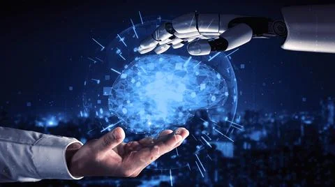 Future artificial intelligence robot and cyborg. 3D illustration. Stock Illustration