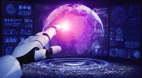 Future artificial intelligence robot and cyborg. 3D illustration. Stock Illustration