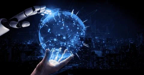 Future artificial intelligence robot and cyborg. 3D illustration. Stock Illustration