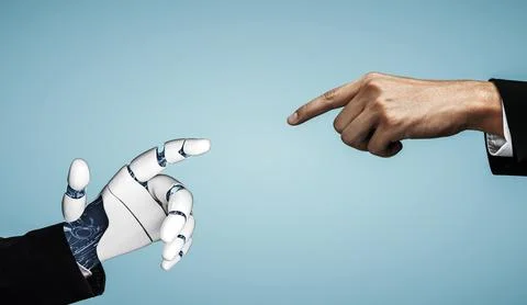 Future artificial intelligence robot and cyborg. 3D illustration. Stock Illustration