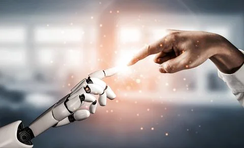 Future artificial intelligence robot and cyborg. 3D illustration. Stock Illustration