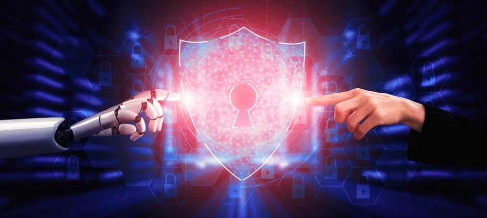 Future artificial intelligence robot and cyborg. 3D illustration. Illustrazione stock