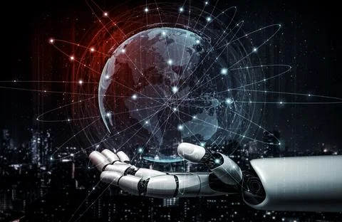 Future artificial intelligence robot and cyborg. 3D illustration. Stock Illustration