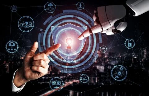 Future artificial intelligence robot and cyborg. 3D illustration. Stock Illustration