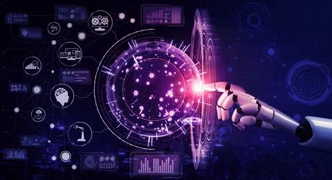 Future artificial intelligence robot and cyborg. 3D illustration. Stock Illustration