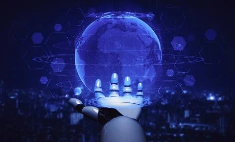 Future artificial intelligence robot and cyborg. 3D illustration. Stock Illustration