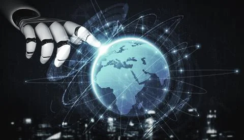 Future artificial intelligence robot and cyborg. 3D illustration. Stock Illustration