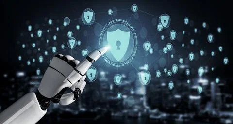 Future artificial intelligence robot and cyborg. 3D illustration. Stock Illustration