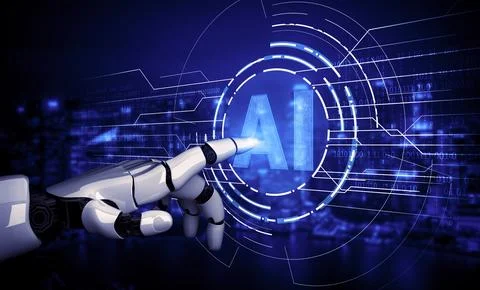 Future artificial intelligence robot and cyborg. 3D illustration. イラスト素材