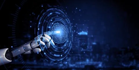 Future artificial intelligence robot and cyborg. 3D illustration. Stock Illustration