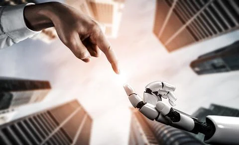 Future artificial intelligence robot and cyborg. 3D illustration. Stock Illustration