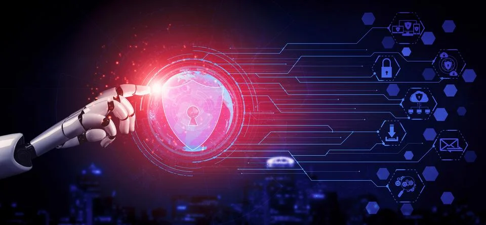 Future artificial intelligence robot and cyborg. 3D illustration. Stock Illustration