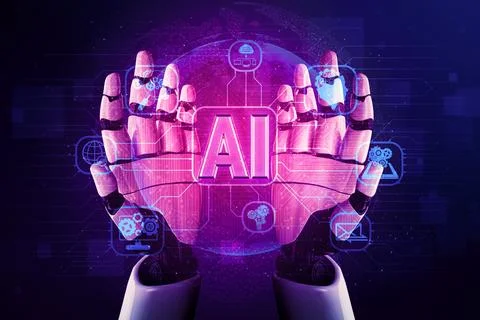 Future artificial intelligence robot and cyborg. 3D illustration. 스톡 일러스트