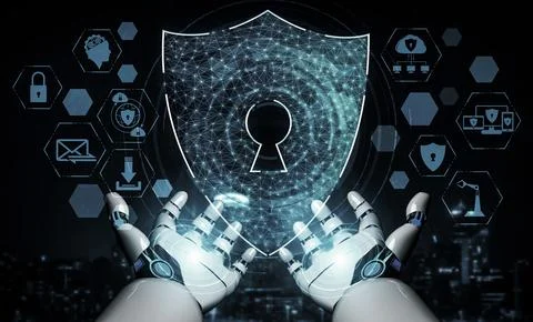 Future artificial intelligence robot and cyborg. 3D illustration. Stock Illustration