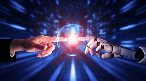 Future artificial intelligence robot and cyborg. 3D illustration. Stock Illustration