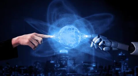 Future artificial intelligence robot and cyborg. 3D illustration. Stock Illustration