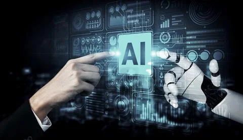 Future artificial intelligence robot and cyborg. 3D illustration. 스톡 일러스트