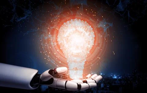 Future artificial intelligence robot and cyborg. 3D illustration. 스톡 일러스트