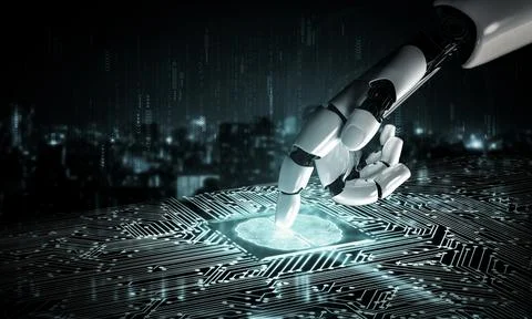 Future artificial intelligence robot and cyborg. 3D illustration. 스톡 일러스트