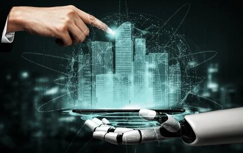 Future artificial intelligence robot and cyborg. 3D illustration. Stock Illustration