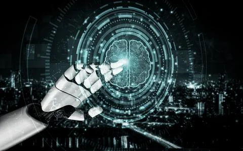 Future artificial intelligence robot and cyborg. 3D illustration. Stock Illustration