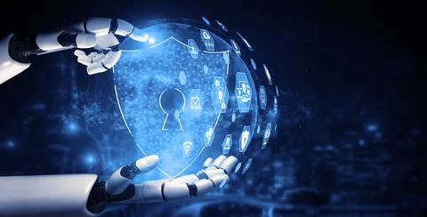 Future artificial intelligence robot and cyborg. 3D illustration. Stock-Illustration