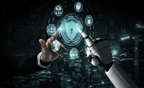 Future artificial intelligence robot and cyborg. 3D illustration. Stock-Illustration