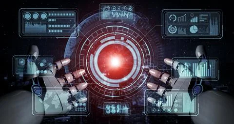 Future artificial intelligence robot and cyborg. 3D illustration. Stock Illustration