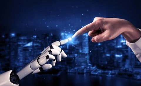 Future artificial intelligence robot and cyborg. 3D illustration. Stock Illustration