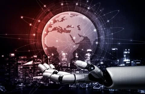 Future artificial intelligence robot and cyborg. 3D illustration. Stock Illustration
