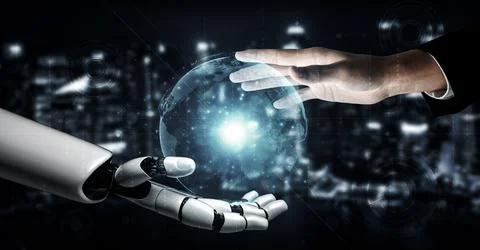 Future artificial intelligence robot and cyborg. 3D illustration. Stock Illustration