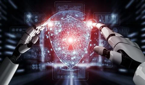 Future artificial intelligence robot and cyborg. 3D illustration. Stock-Illustration